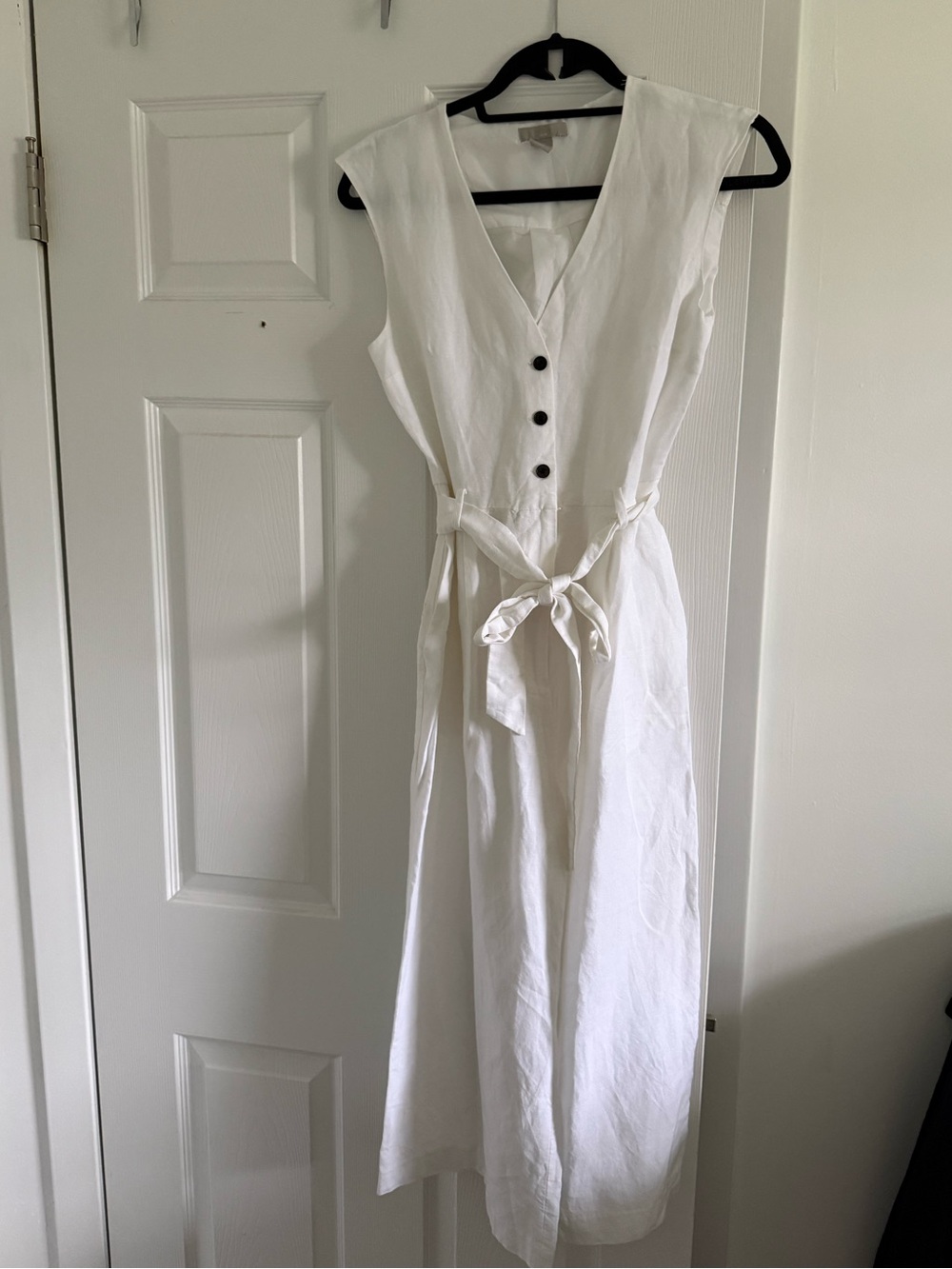 H&M linen blend belted jumpsuit